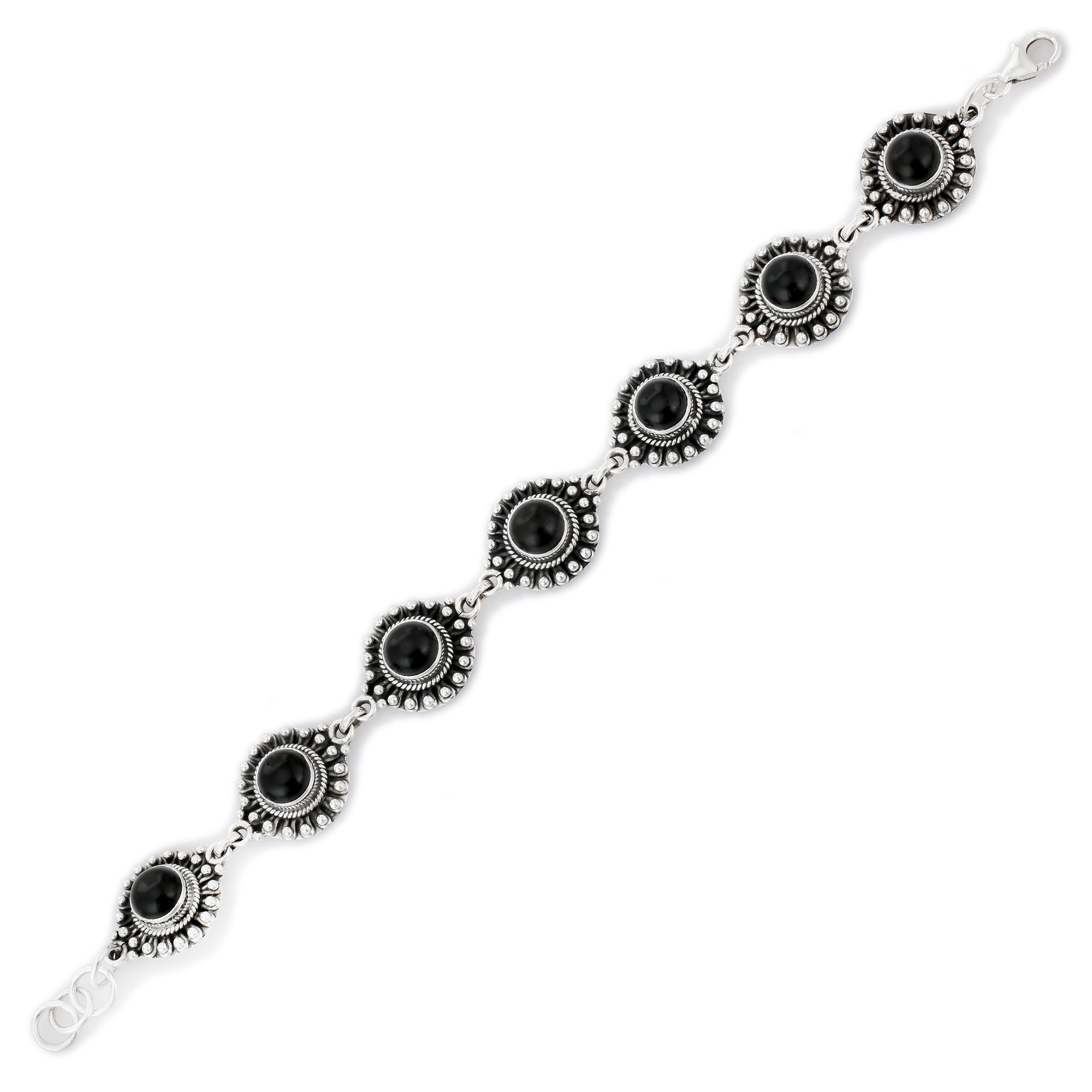 German silver Black Bead Buddha Adjustable Bracelet for Women and Girls. |  K M HandiCrafts India